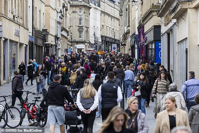 The streets of Bath were packed when a MailOnline photographer went to visit - busier than might be expected for a city of just 94,000 people