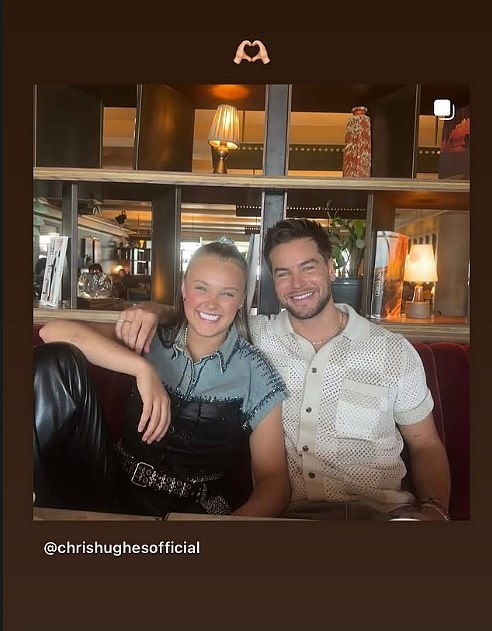 JoJo jetted home to the US last Monday, reportedly wearing 'soulmate' Chris' (pictured) clothes just hours after their first joint interview following Celebrity Big Brother