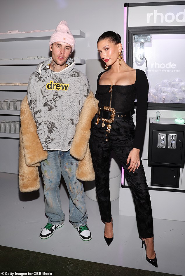 The musician shares 10-month-old son Jack Blues with wife Hailey Bieber, 28; the pair pictured in 2023 in Hollywood