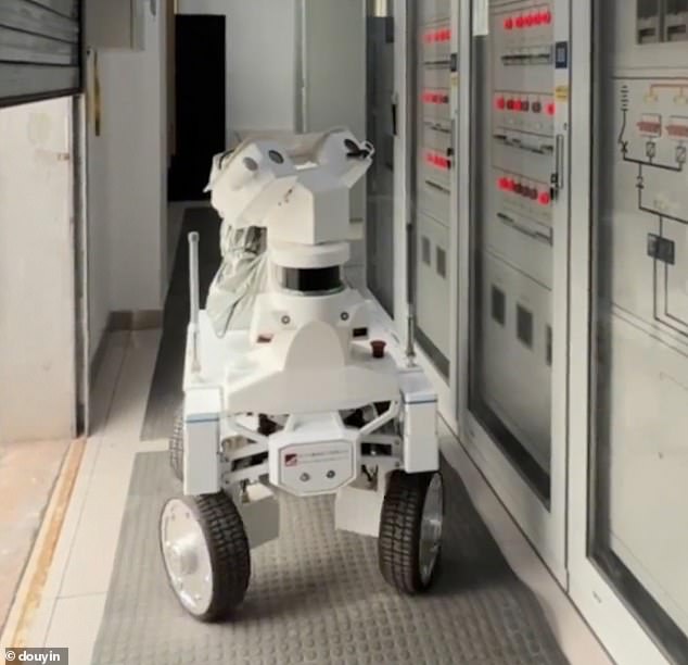 Inspection robots seen whizzing through a railway power station in Chongqing