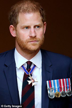 Prince Harry attends The Invictus Games Foundation 10th Anniversary Service at St Paul's Cathedral in May 2024