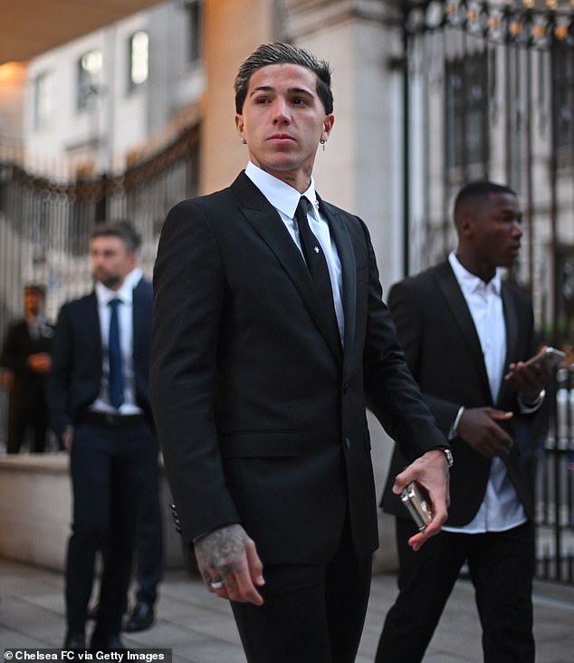 Looking sharp: Enzo Fernandez looks on after scoring against Liverpool earlier on Sunday