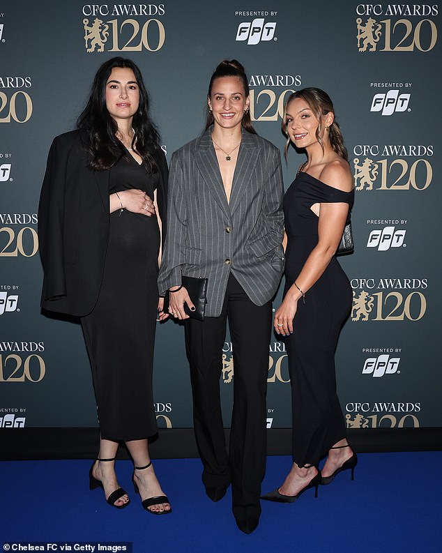 Women's Players' Player of the Season Nathalie Bjorn (centre) joins Zecira Musovic (left) and Johanna Rytting Kaneryd (right)