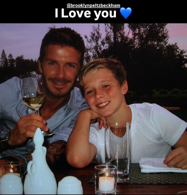 David expressed his love for Brooklyn, aged seven in the photo, on his Instagram Stories