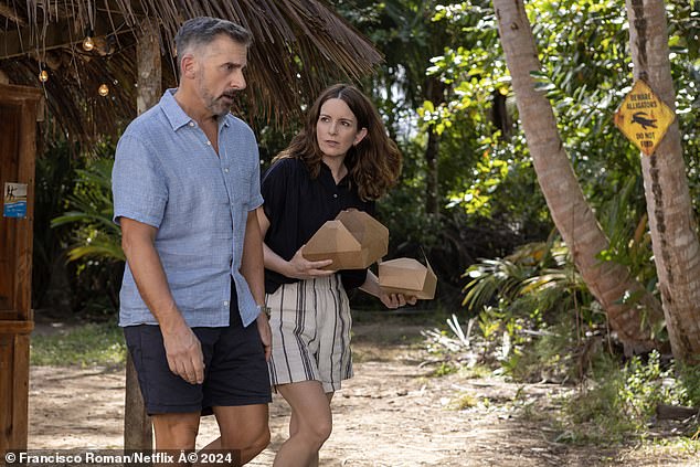 The 2025 TV adaptation (pictured), starring Tina Fey, Steve Carell and Colman Domingo, also centres on three couples going on seasonal holidays together - but when one divorces, it prompts them all to reevaluate their own love lives