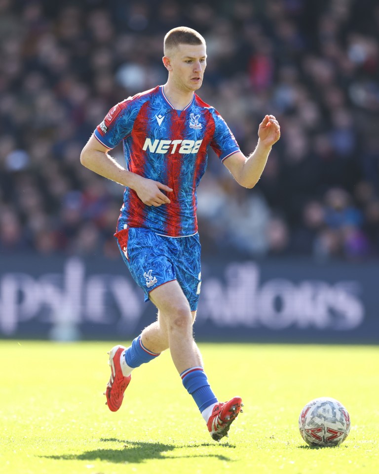 Adam Wharton of Crystal Palace in action during a soccer match.