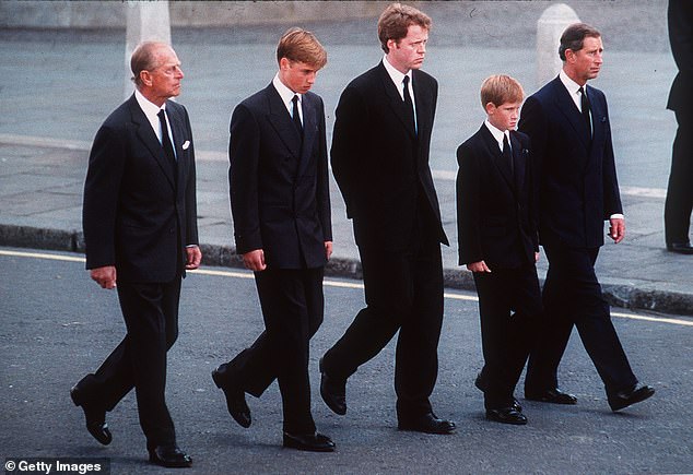 In one shocking moment in the interview, Harry appears to reference his mother's death. He goes on to say there are people who would like 'history to repeat itself'. Pictured: Harry walks along