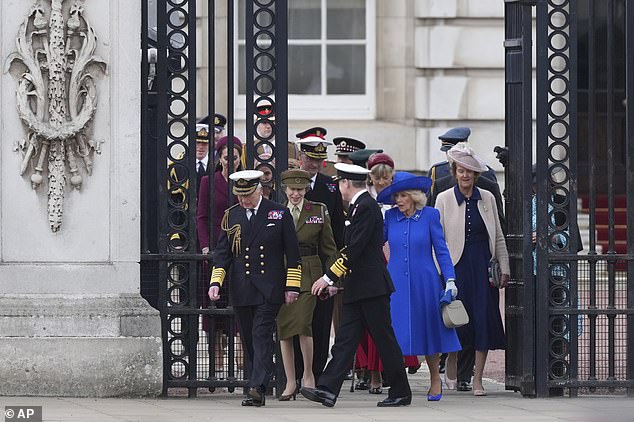 King Charles III leads members of the Royal Family from Buckingham Palace today to watch the VE Day anniversary parade