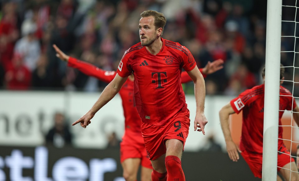 Harry Kane of Bayern München celebrating a goal.
