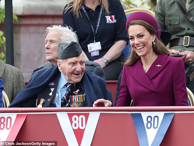 Another of the veterans, Bernard Morgan, 101, was seated next to the Princess of Wales . The pair got on similarly well