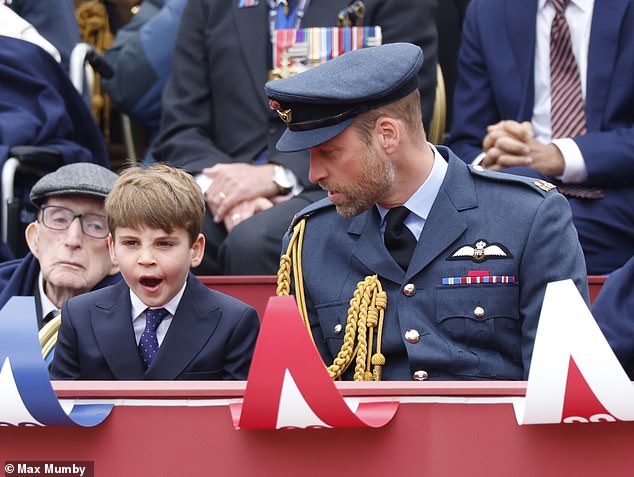A little too much for a young prince! Louis tried and failed to stifle a yawn as a concerned Prince William watched on