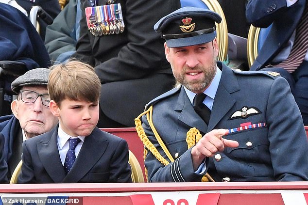 Prince William was sat next to his youngest son Louis, who recently celebrated his seventh birthday