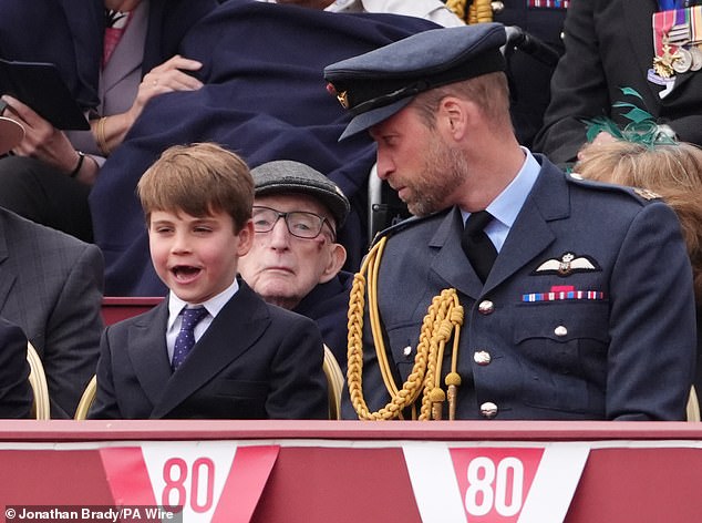 The young prince, who turned seven last month, delighted royal fans with his antics in the front row