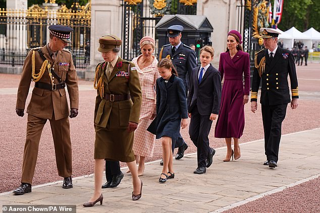 The royal family looked regal with some members in military uniform as they arrived at Buckingham