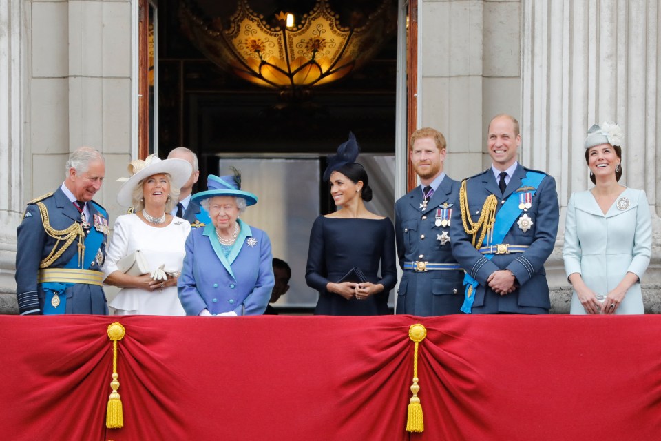 The Royal Family on the Buckingham Palace balcony.