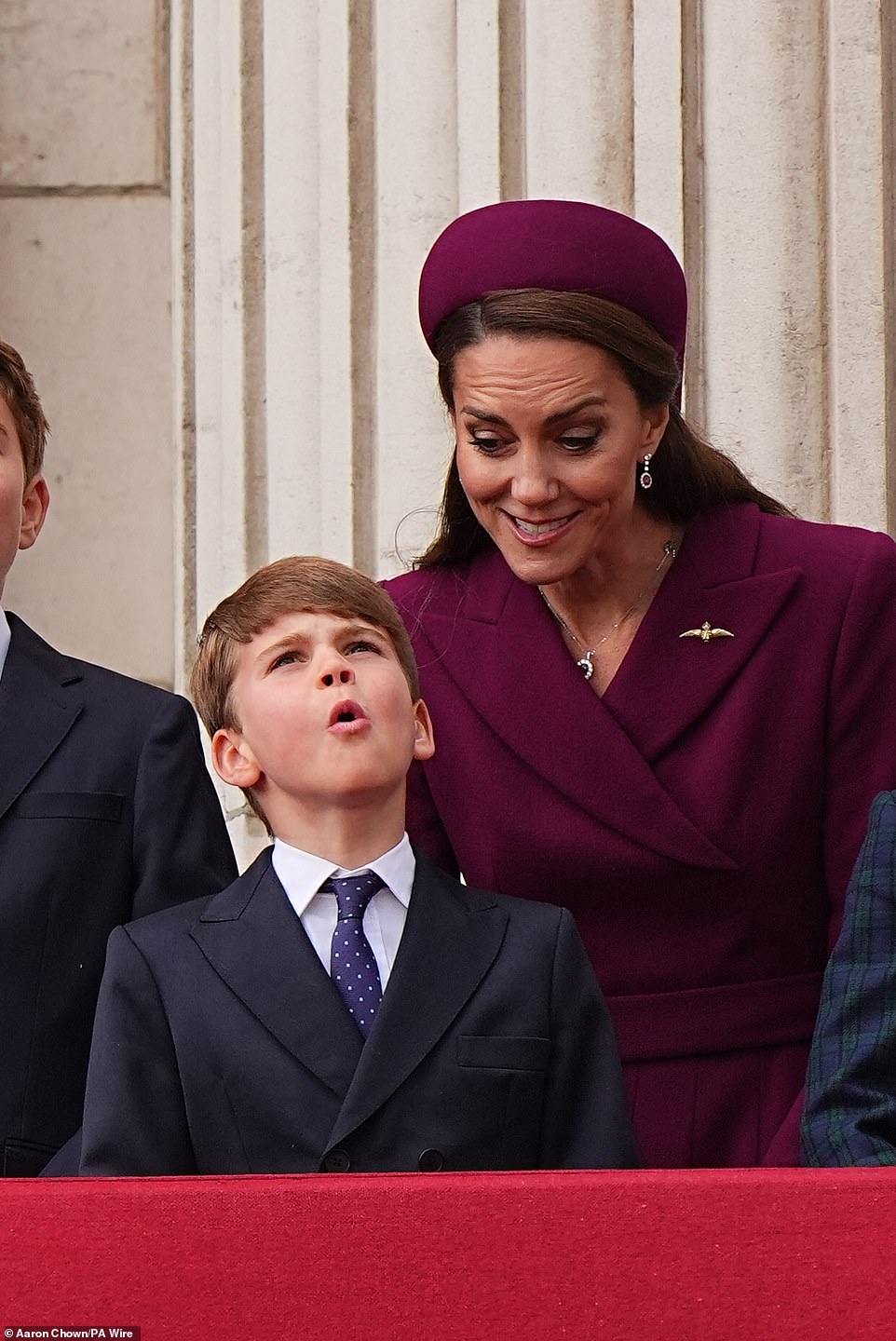 Louis looked to be very animated and excited as he took in the fly-past which took place this afternoon