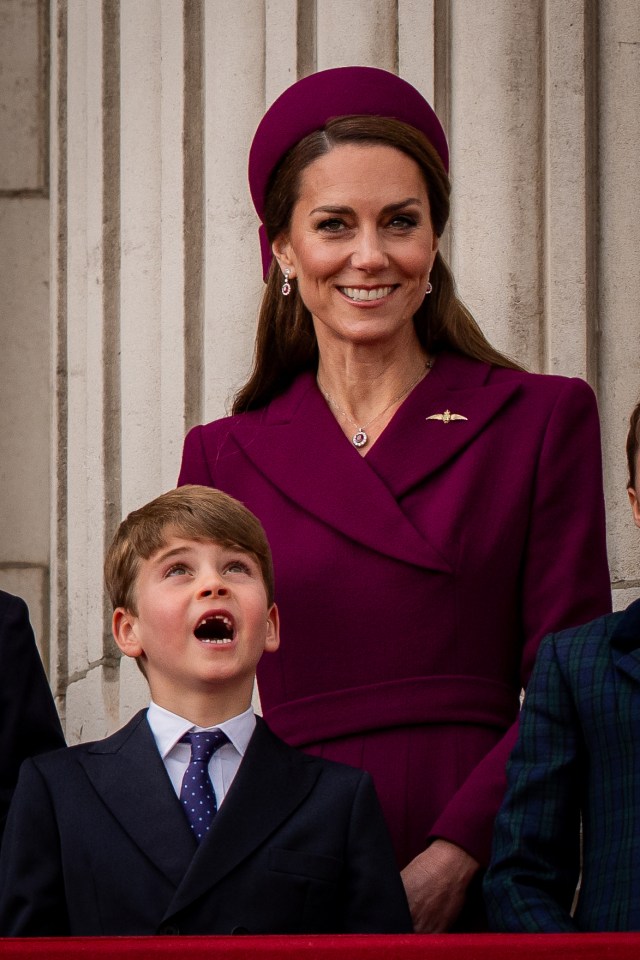 The Princess of Wales and Prince Louis on the Buckingham Palace balcony.
