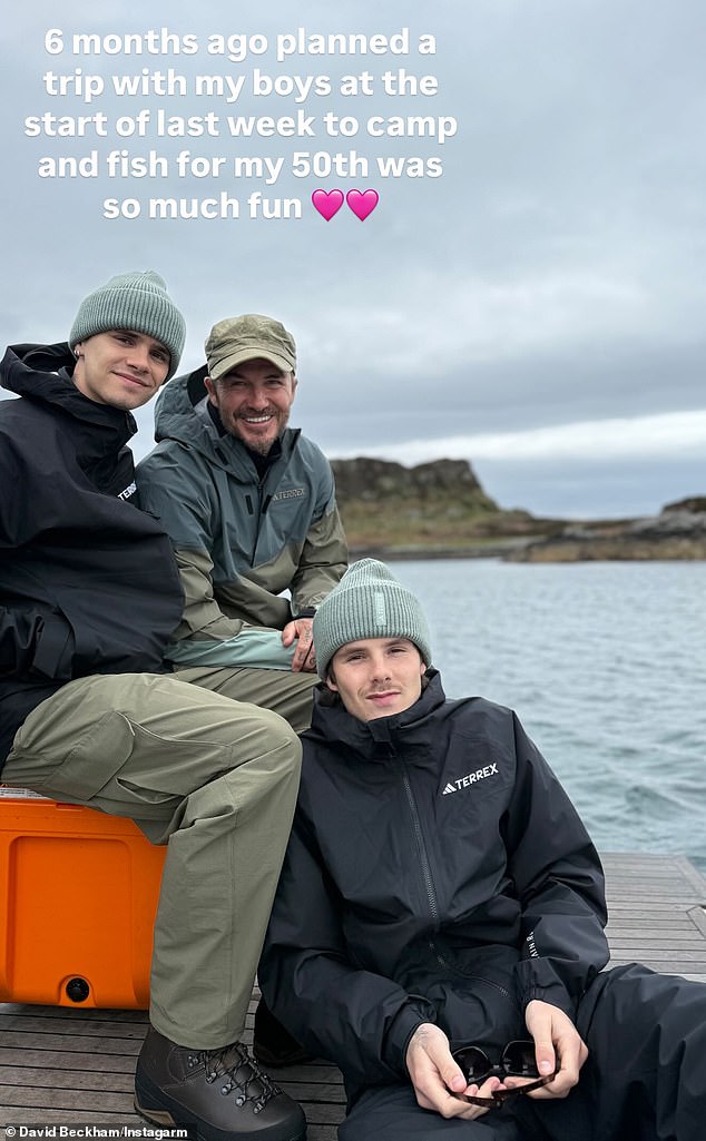 David Beckham has revealed he took his sons Cruz and Romeo away on a secret camping and fishing trip without their brother Brooklyn last week