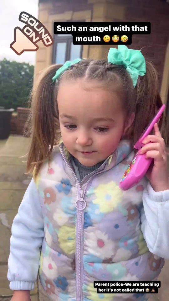 Toddler on phone, swearing.