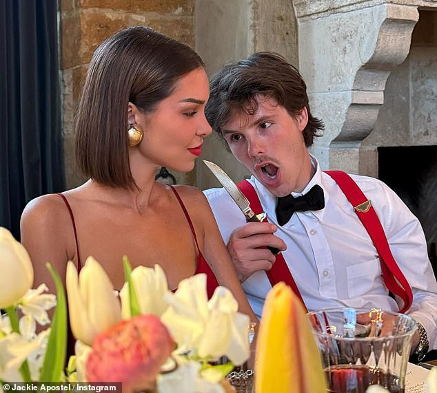 Ms Apostel, who is said to be close to Victoria Beckham, shared a selection of happy snaps, including one of Cruz wielding a knife aimed at Jackie in the playful pic, on Instagram