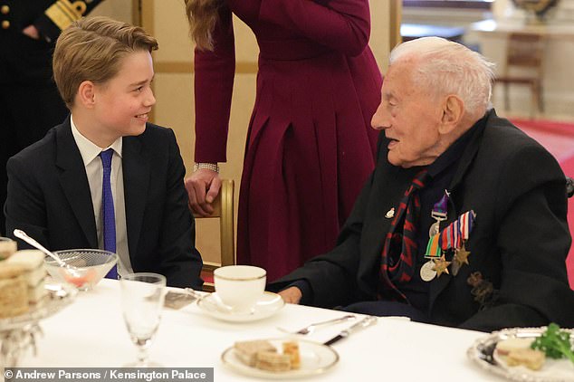 The young royal was polite, beaming and listening attentively as he sat and spoke with veterans