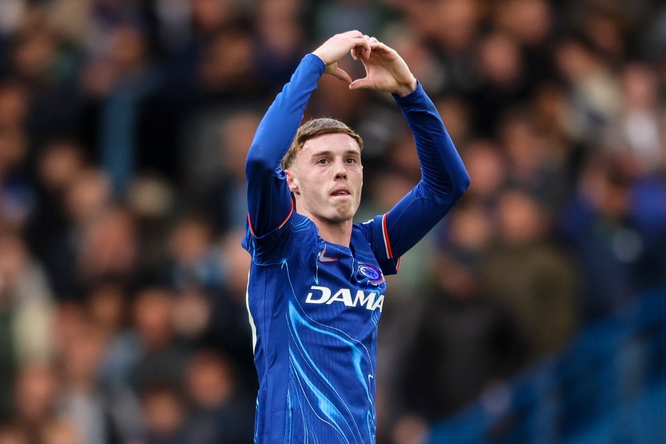 Cole Palmer of Chelsea celebrates scoring a goal.