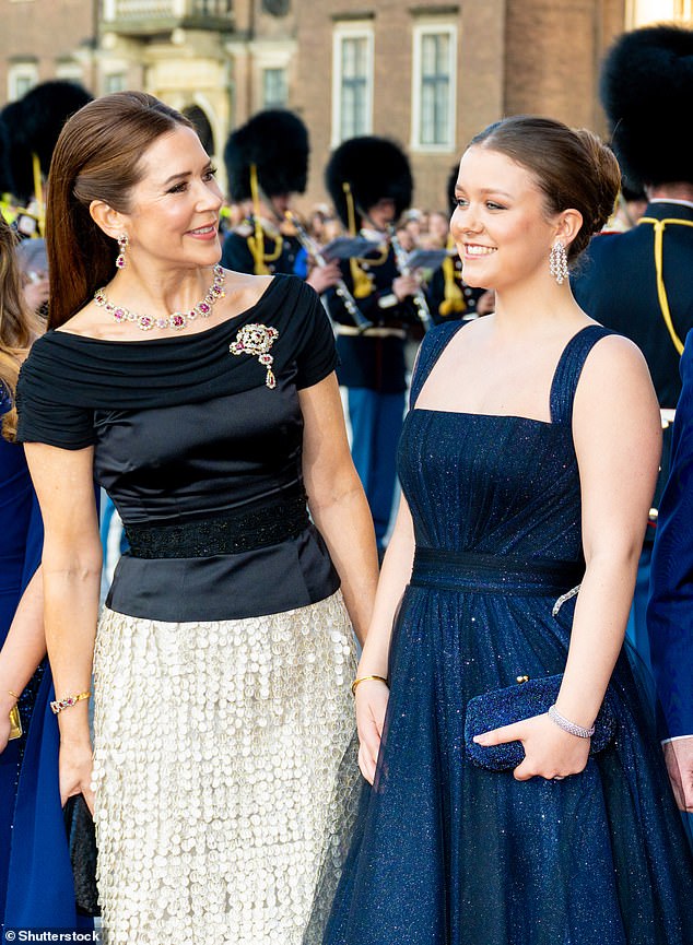 Princess Isabella is pictured with Queen Mary of Denmark before her birthday performance last Tuesday