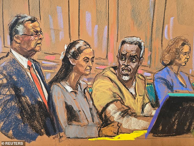 A gray-haired Combs, pictured in a May 2025 court sketch, is expected to appear in court this week for jury selection