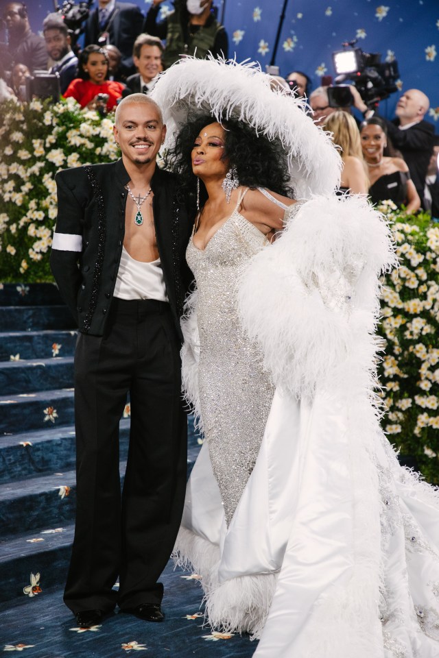 Evan Ross and Diana Ross at the Met Gala.