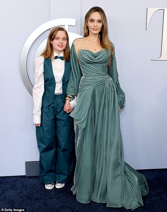 Vivienne, 16, worked as an production assistant on The Outsiders and persuaded her mom to help produce the Tony winning musical; Pictured in New York City in June 2024