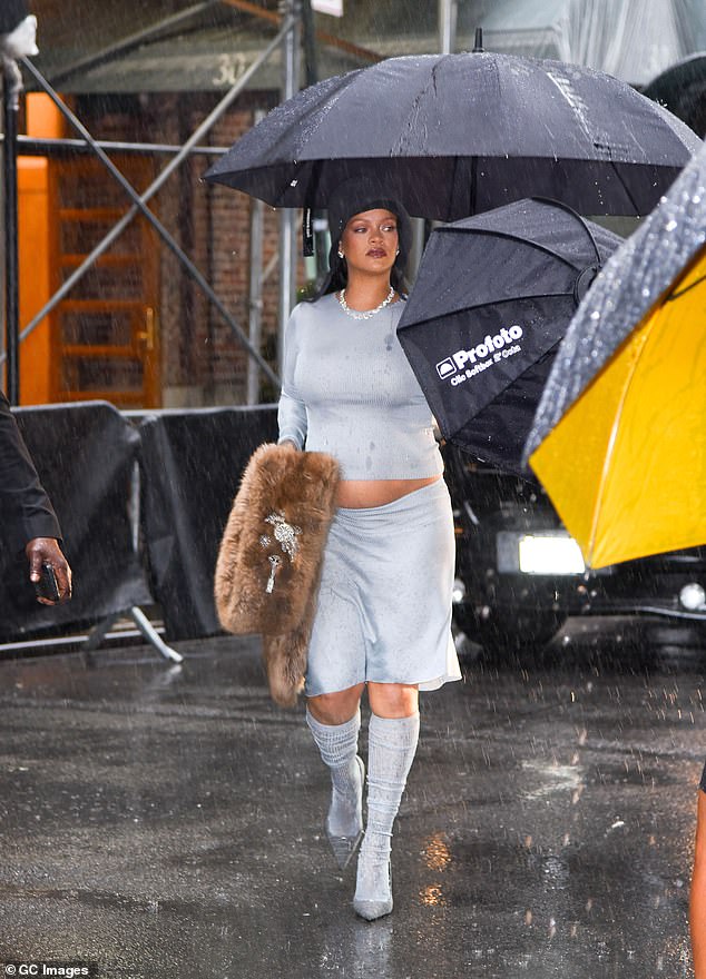 She also went for all-gray as she paraded around just hours before the A-list event