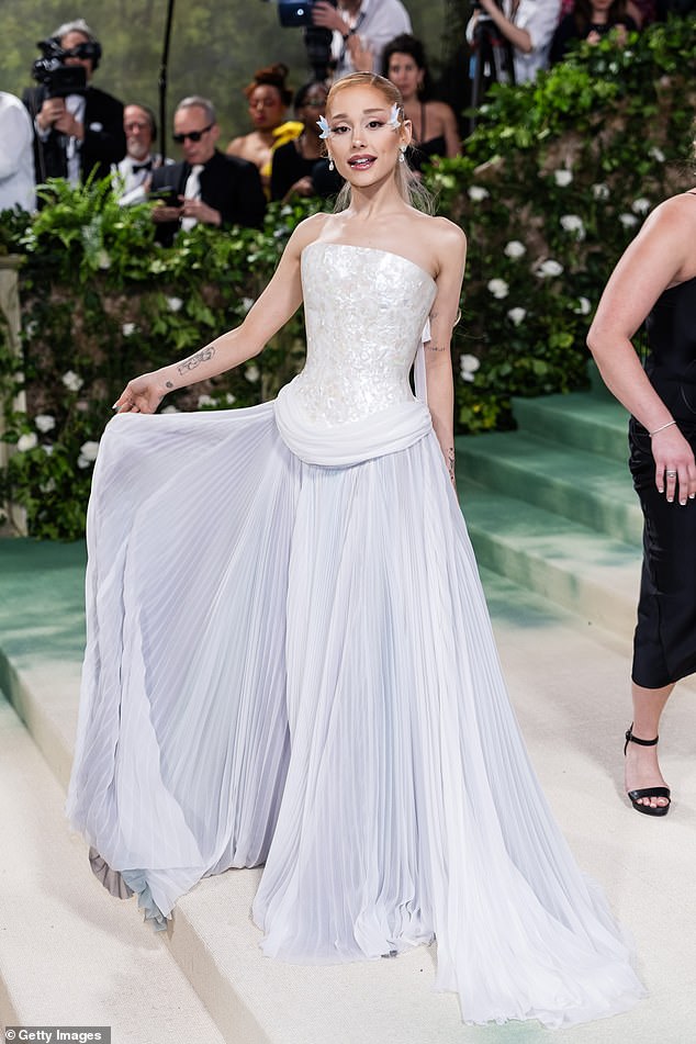 While her Wicked co-star Cynthia Erivo was in attendance, Ariana Grande did not attend Monday's Met Gala; Grande seen at the 2024 Met Gala