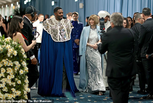 It will be the first time the event is entirely dedicated to designers of color, and specifically focuses on the way black men have used fashion as a tool to challenge stereotypes and command honor and respect. Met Gala co-chair Colman Domingo is pictured with Wintour