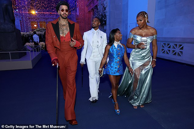 Miles Chamley-Watson, Jonathan Owens, Simone Biles, and Serena Williams looked straight out of a magazine as they strutted around the museum as a group