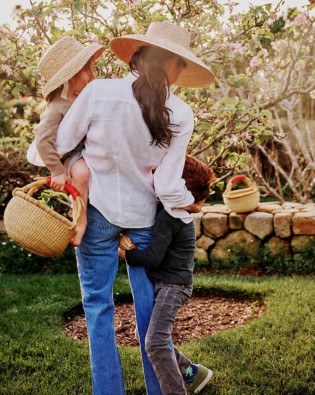 Meghan with her children in a promotional photo for her lifestyle brand, As Ever