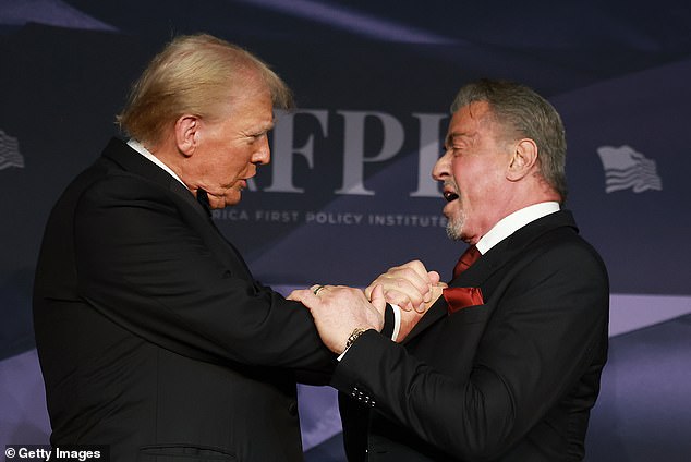Shortly before Mr Trump took office, he announced that he had tapped actors Mel Gibson, Jon Voight and Sylvester Stallone (pictured) to serve as 'special ambassadors' to Hollywood