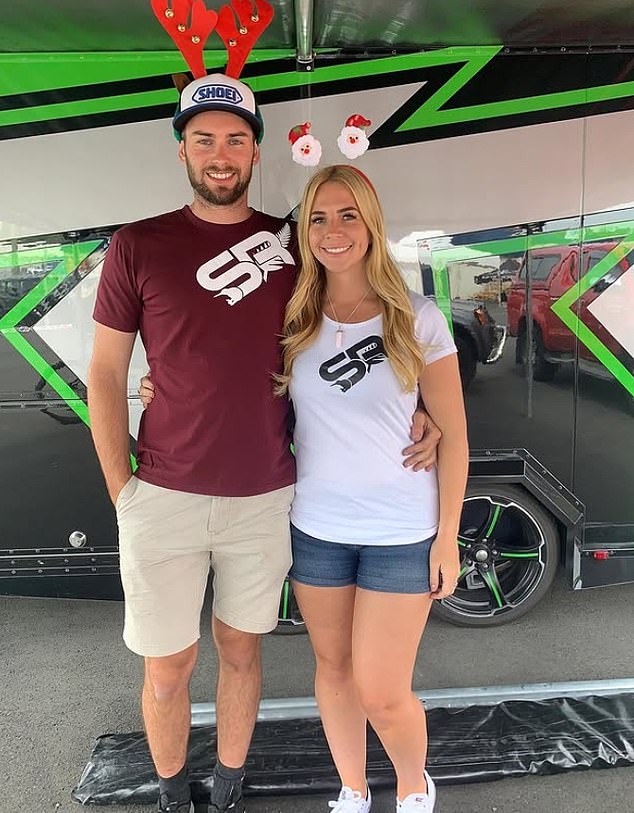 Shane Richardson is pictured with Hannah James. He died after the devastating crash on Monday