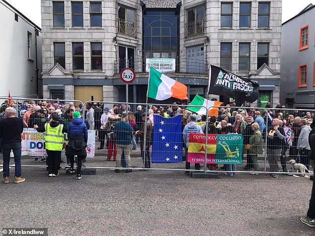 Hundreds of counter-protesters were also present at the Letterkenny march