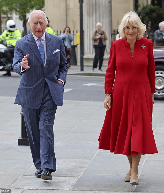The King and Queen arrive at the Sainsbury Wing during a visit to The National Gallery in London