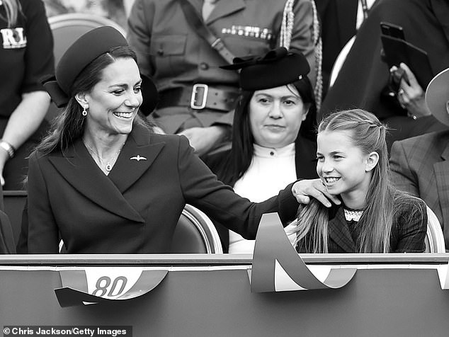 Like Catherine, 42, who repurposed an Emillia Wickstead coat for the occasion, Charlotte also recreated a previous look for the VE Day festivities that kicked off outside Buckingham Palace
