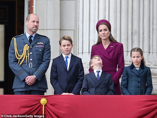Young Louis was clearly excited to bask in the festivities with his family this afternoon, looking up at the sky
