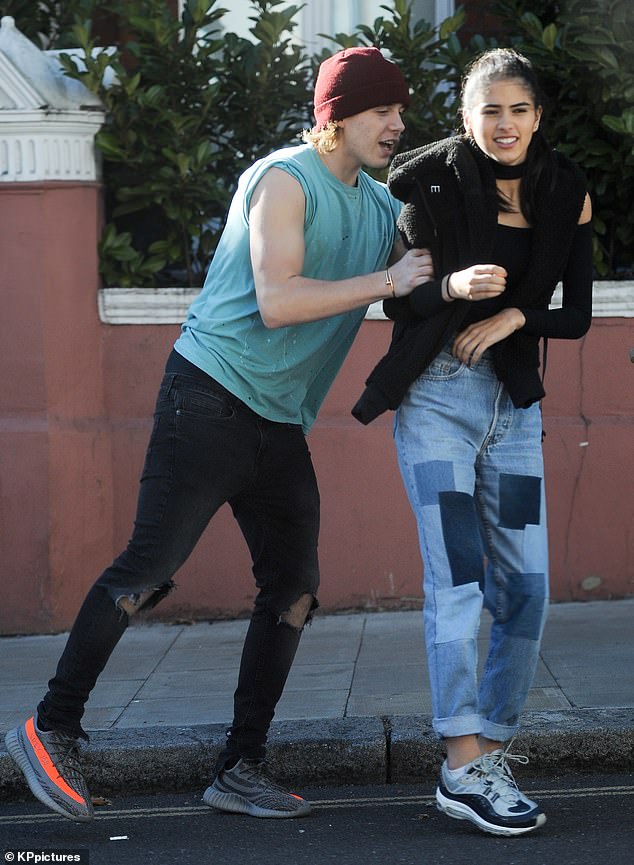 Some conspiracy theories around the absence have centred on Romeo's girlfriend, DJ and entrepreneur Kim Turnbull, 25, who was previously close with Brooklyn (both pictured in 2016)