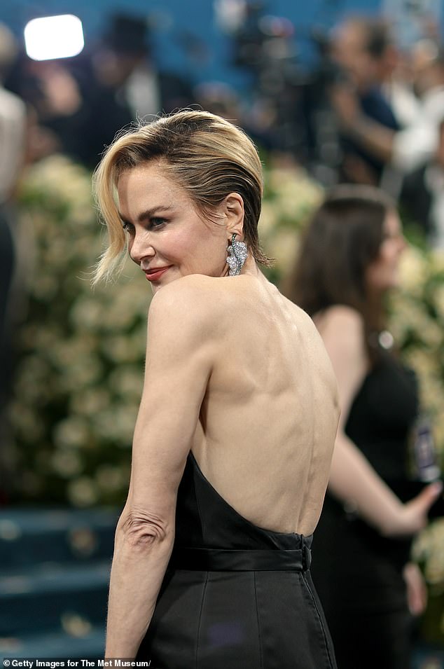 The Australian actress stepped out at the Metropolitan Museum of Art in a custom black Balenciaga gown, fitting in with the Superfine: Tailoring Black Style theme