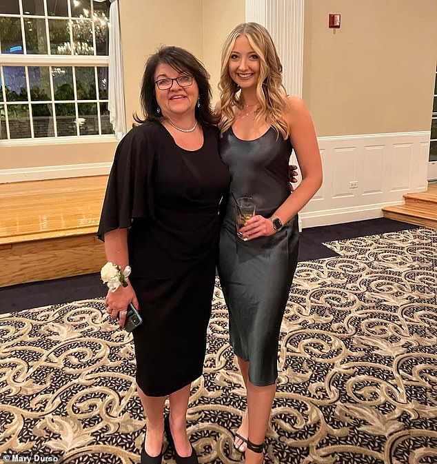 Pictured: Durso with her daughter, Jen, now 27. Durso says that, during the time she was addicted to gambling when the girl was young, she suspected something was 'off' with her mom.