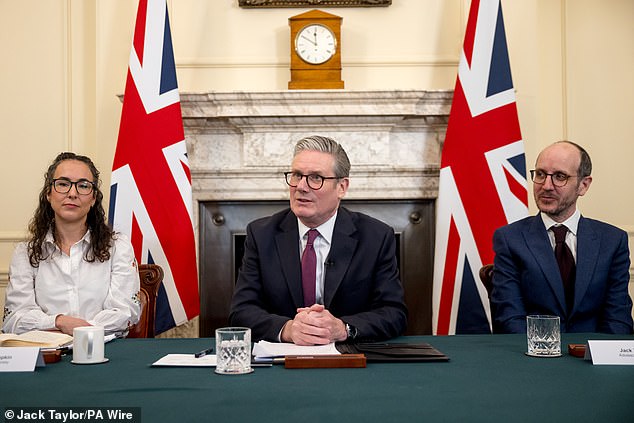 The decision comes after Prime Minister Keir Starmer met with creators of Adolescence at Downing Street (pictured L-R: Sarah Simpkin from the Children's Society, Sir Keir, and Adolescence writer Jack Thorne)