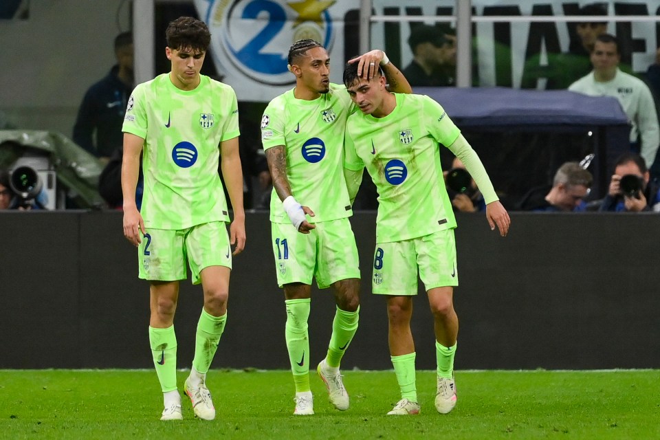FC Barcelona players celebrating a goal.