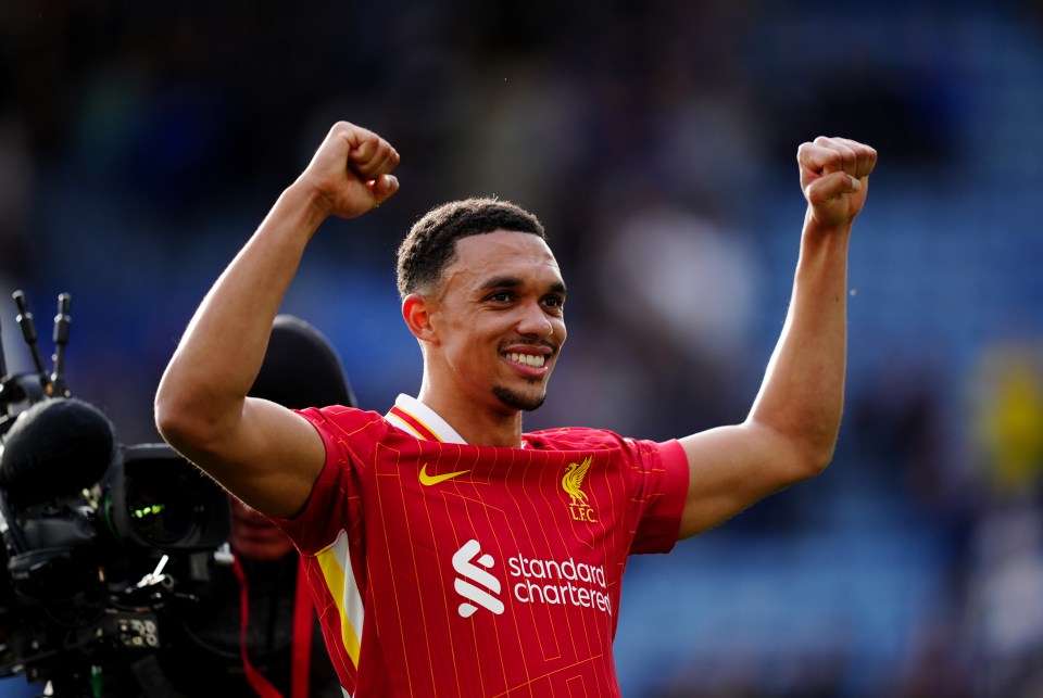 Trent Alexander-Arnold celebrating after a Liverpool match.