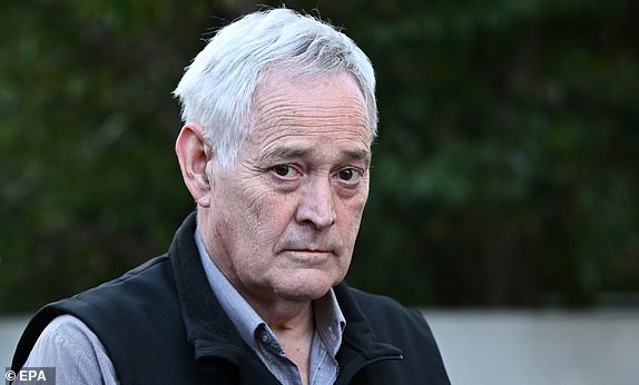 epa12076980 Ian Wilkinson, the only surviving guest of a lunch at Erin Patterson's house, leaves after testifying at a Supreme Court sitting at the Latrobe Valley Courts in Morwell, Victoria, Australia, 06 May 2025. Australian woman Erin Patterson has been charged with the murder of three relatives and the attempted murder of another after hosting a July 2023 lunch that police allege was laced with poisonous mushrooms. Her parents-in-law, Don and Gail Patterson, and Heather Wilkinson, the wife of a local pastor, died in the days following the meal, while the local pastor, Ian Wilkinson, survived after weeks of hospital treatment.  EPA/JOEL CARRETT AUSTRALIA AND NEW ZEALAND OUT