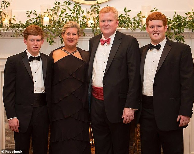 Alex Murdaugh (second left) was convicted of murdering his wife Maggie and son Paul (both left) in June 2021