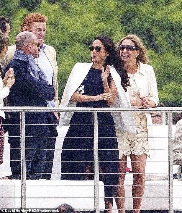 The former actress was introduced to some of Harry's closest confidants and seemed at ease as she chatted with his mentor, former Army officer Mark Dyer